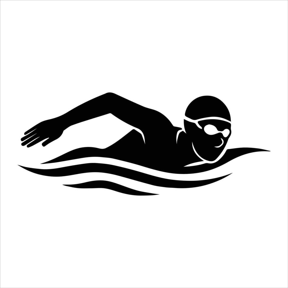 Swimming Race Illustration Art with Dynamic Silhouette Design vector