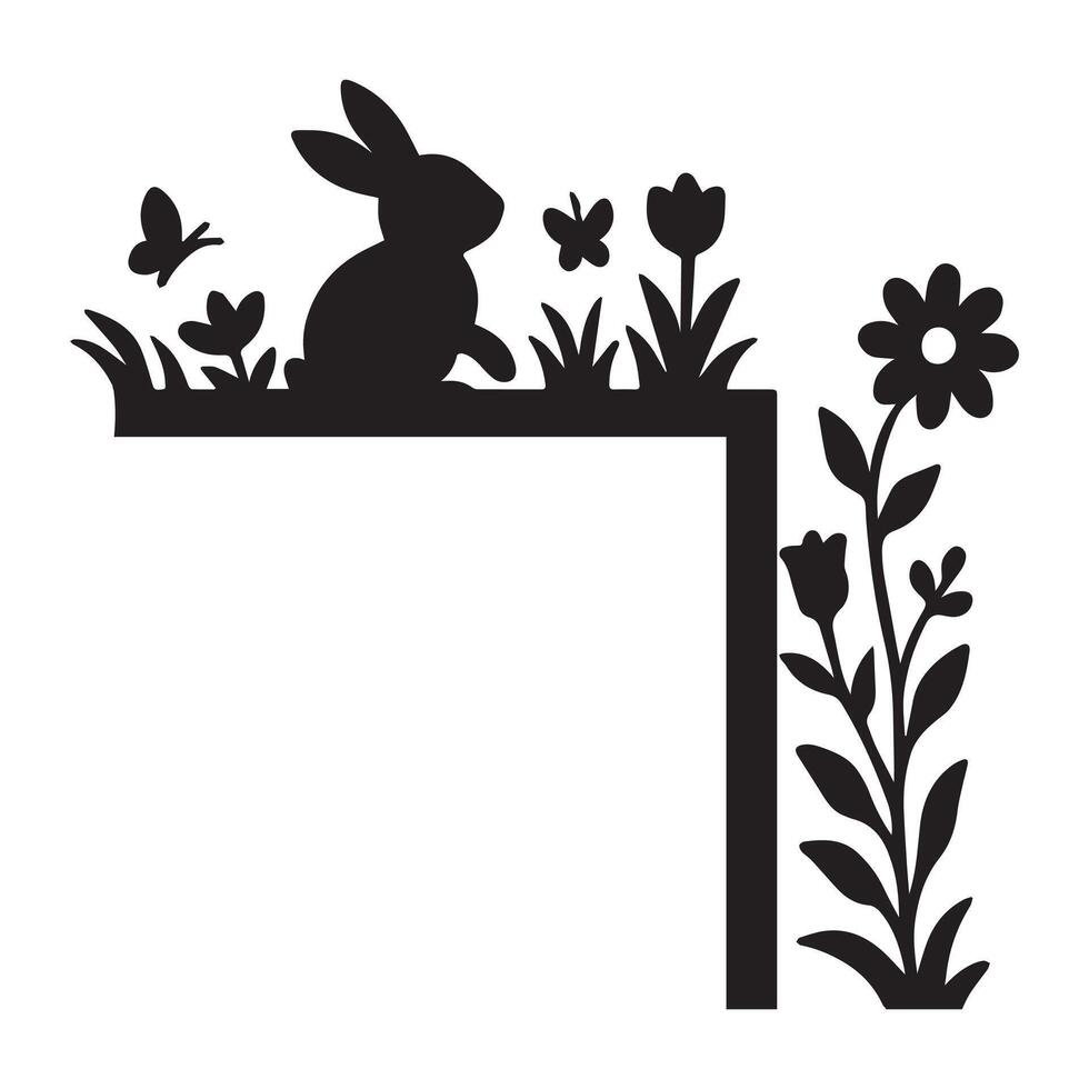 Spring Home Decoration with Easter Bunny Door Corner Design vector