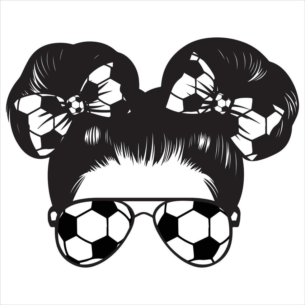 Soccer Mom Messy Bun illustration, Mama Messy Bun Hairband clipart vector