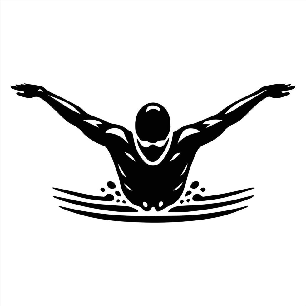 Dynamic Swimming Illustration with Athlete Silhouette Focus vector