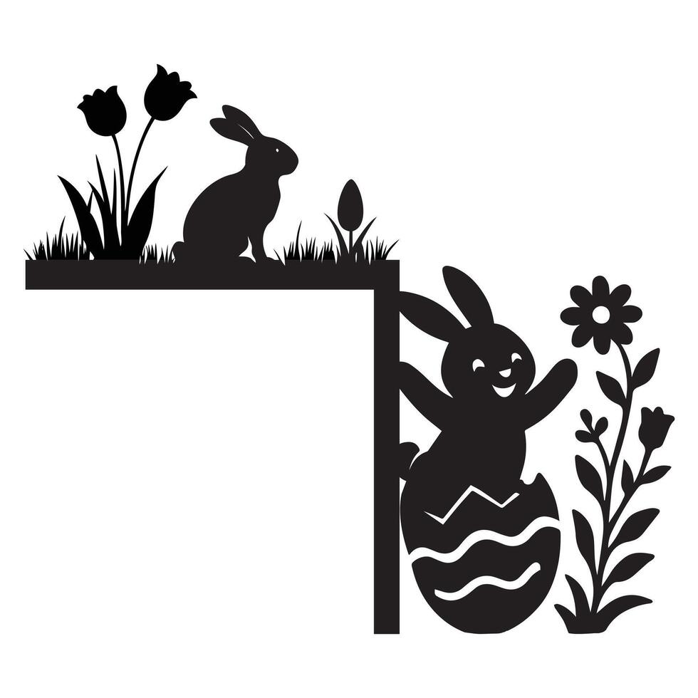 Festive Home Decor with Easter Bunny Corner Illustration vector