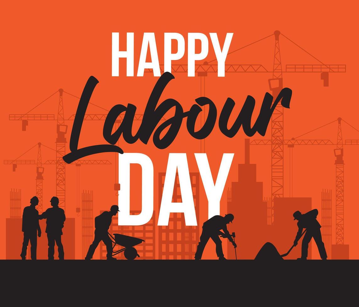 Happy Labor Day design illustration with orange background vector