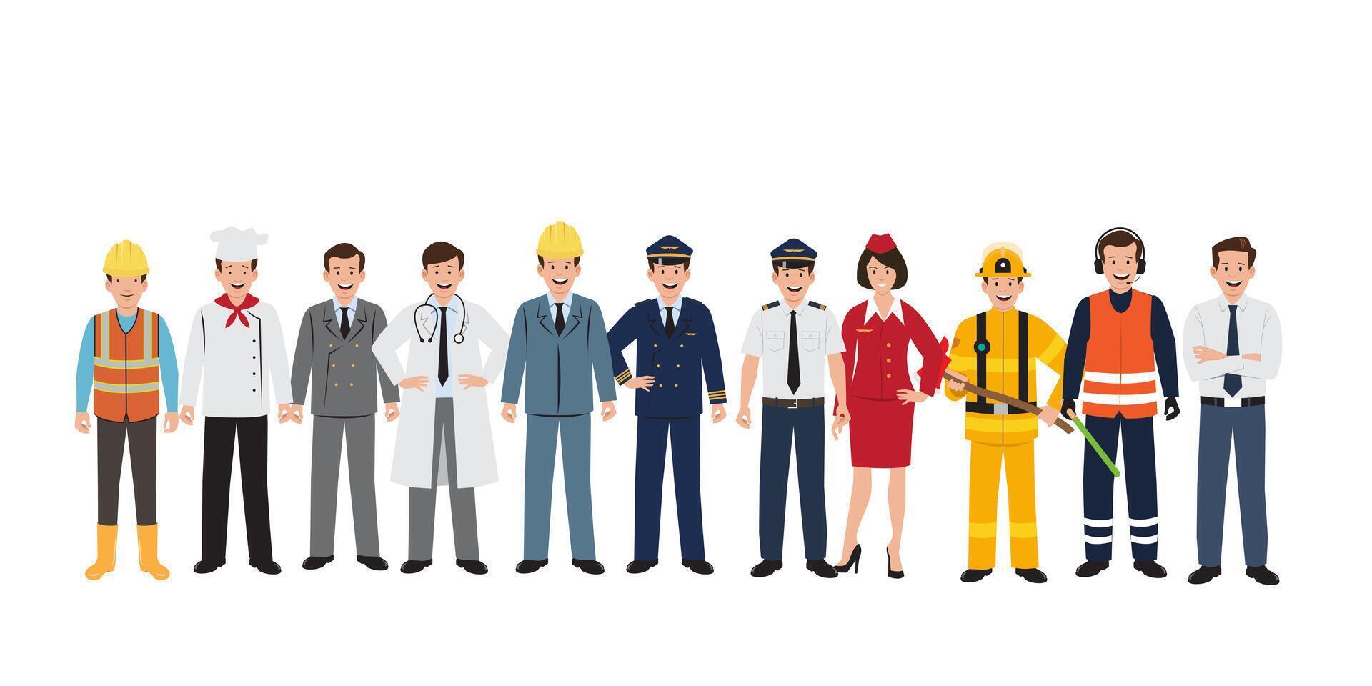 Set of professional worker with different character, people and jobs for Labor Day illustration vector