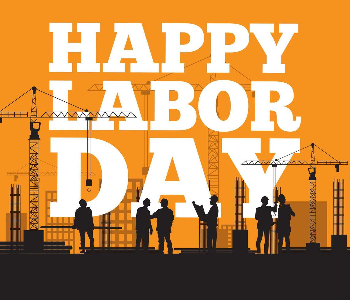 Happy Labor Day design with worker sillhouette illustration vector