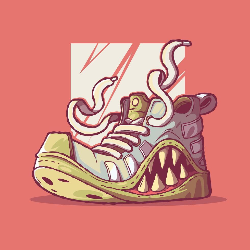 Monster Running Sneaker character. vector