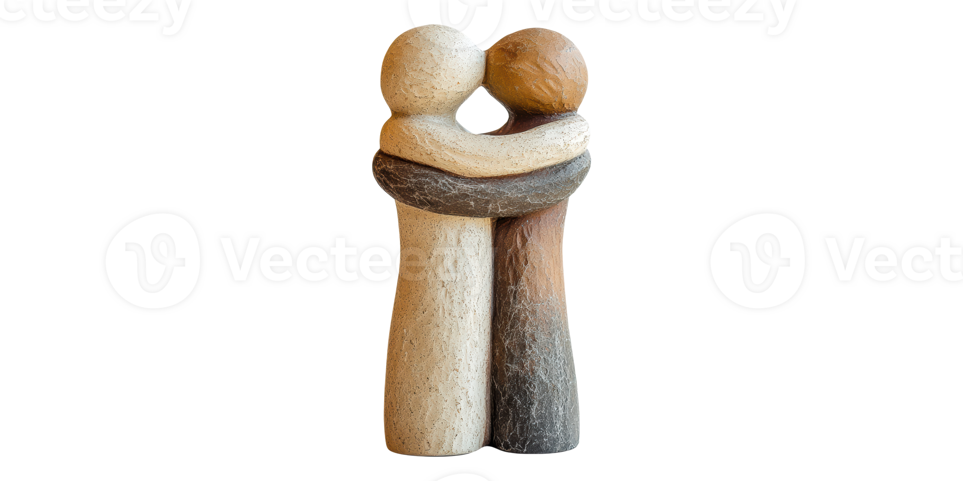 Abstract stone couple hugging sculpture isolated on transparent background png