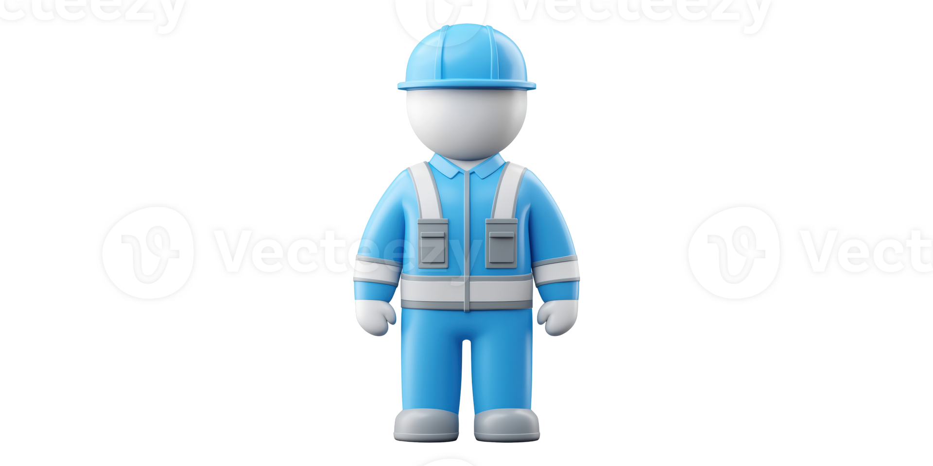 Construction worker icon in blue uniform isolated on transparent background png