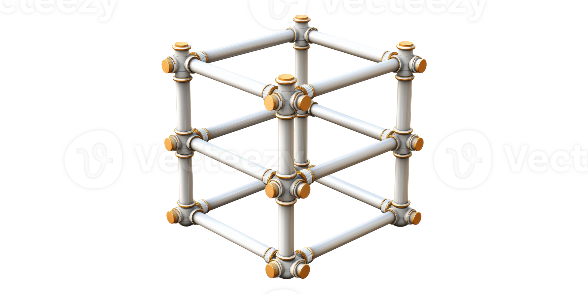 Metallic industrial pipe structure isolated on transparent background png