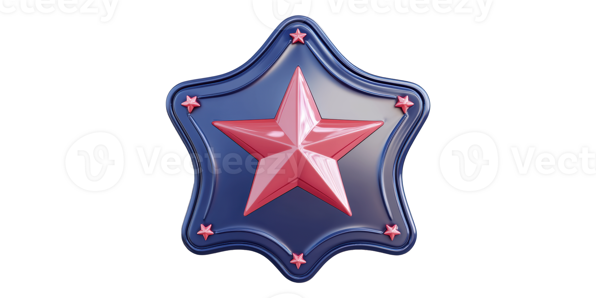 Blue shield emblem with star design isolated on transparent background png