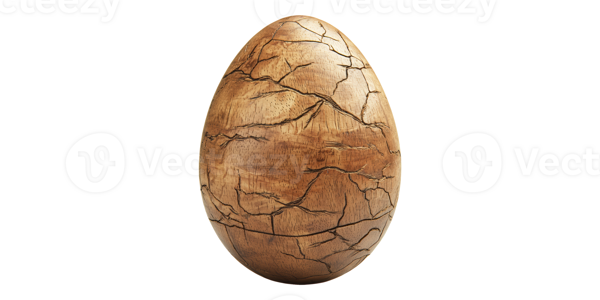 Wooden egg with cracks isolated on transparent background png