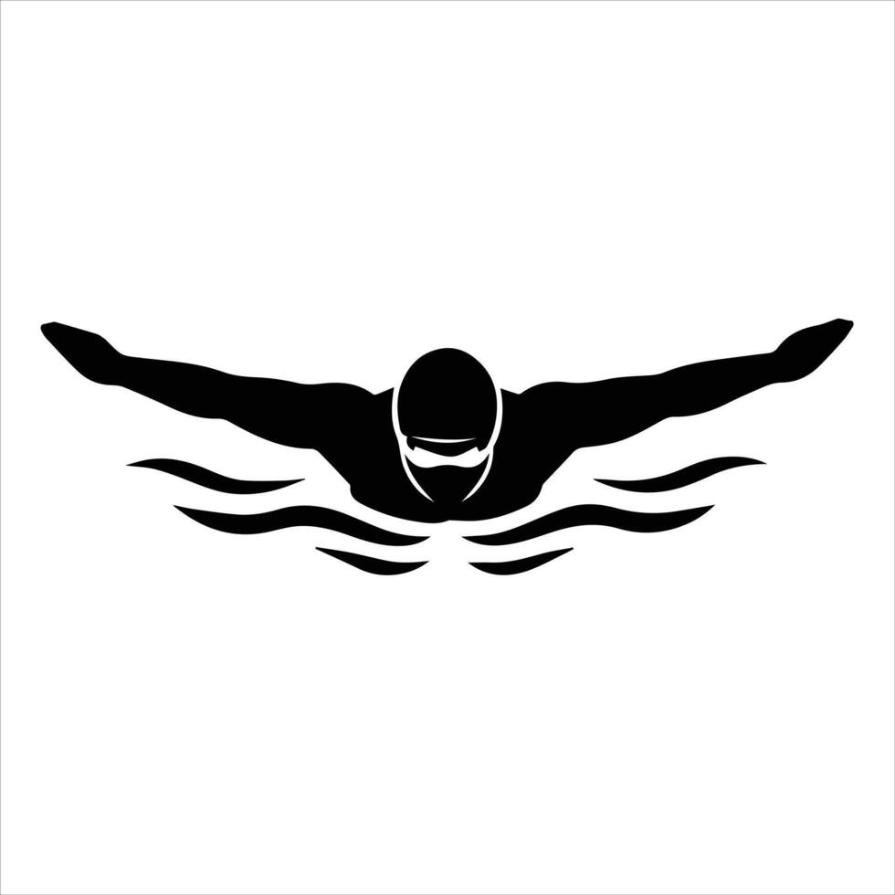 Swimming Champion Illustration with Strong Silhouette Look vector
