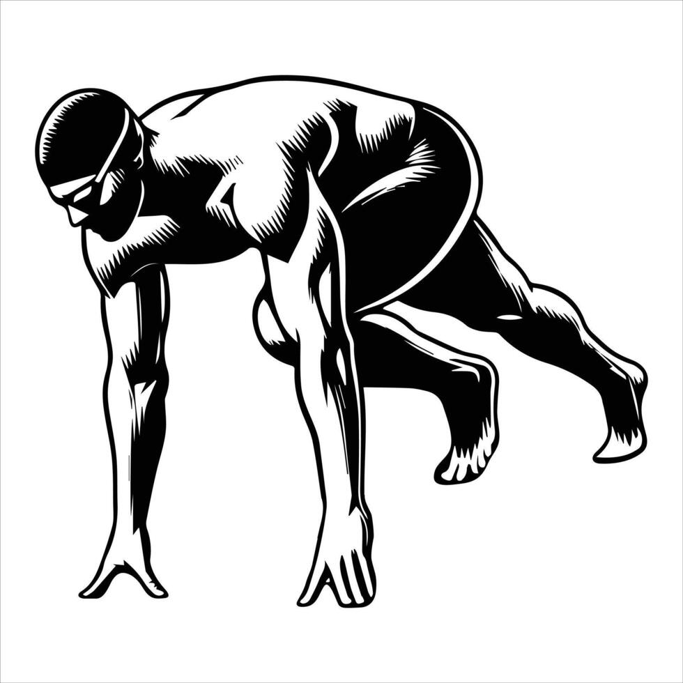 Sports Silhouette Design of Competitive Swimming Action vector