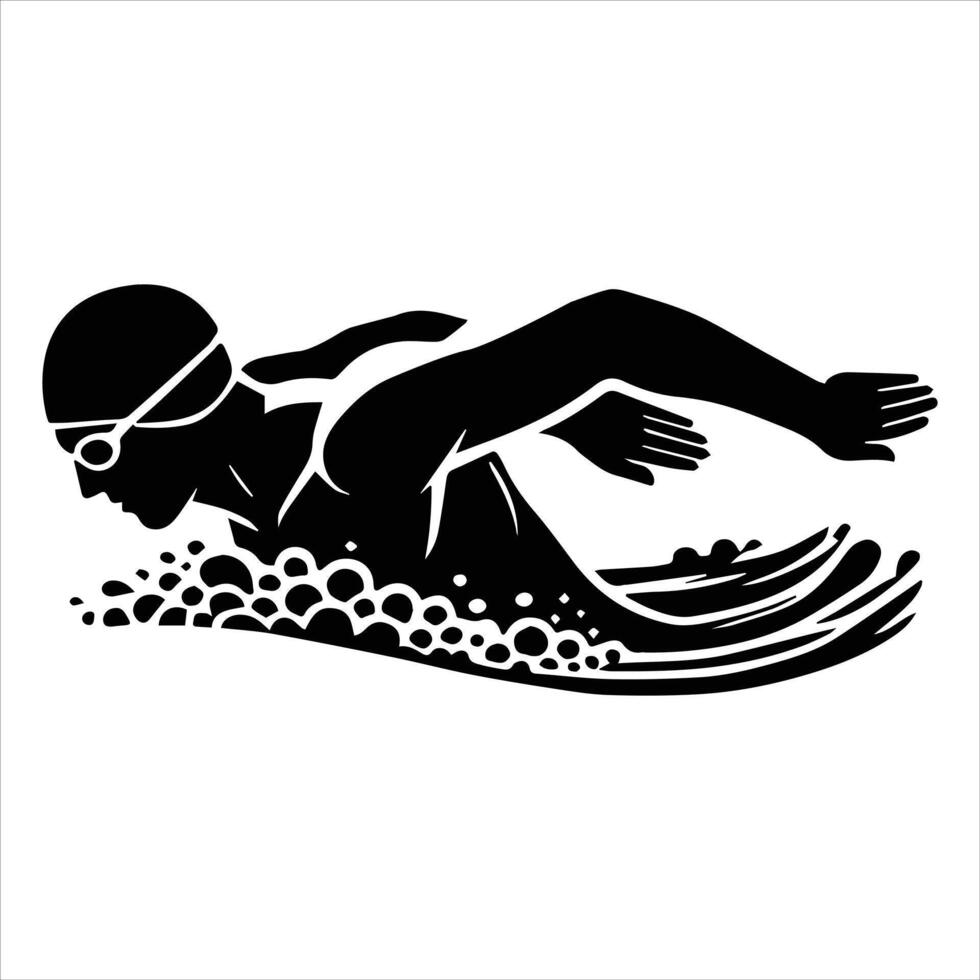 Fast Swimmer Clipart with Athletic Silhouette Design vector