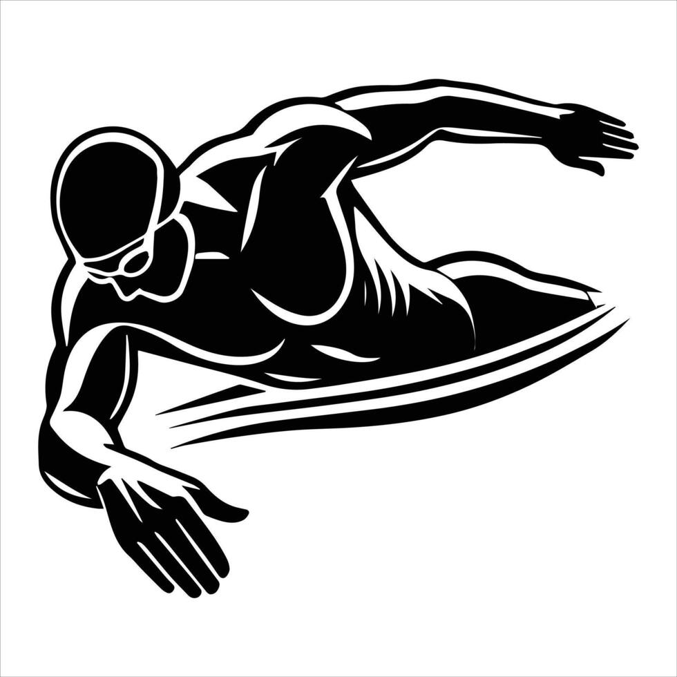 Creative Swimming Clipart with Focused Race Silhouettes vector