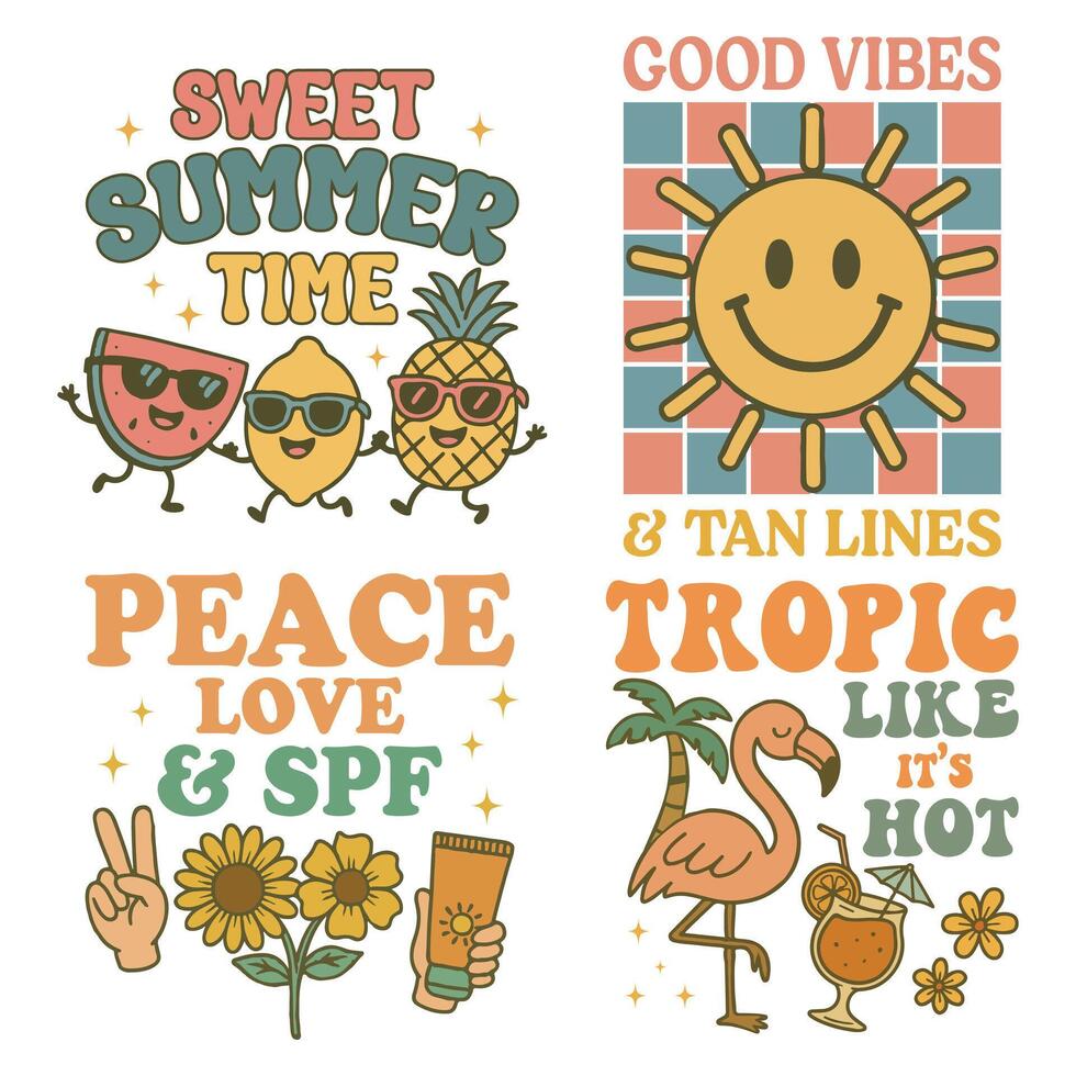 Summer Tee Shirt Design Sublimation, Summer Vibes illustration, Summer Vacation Graphics pack vector