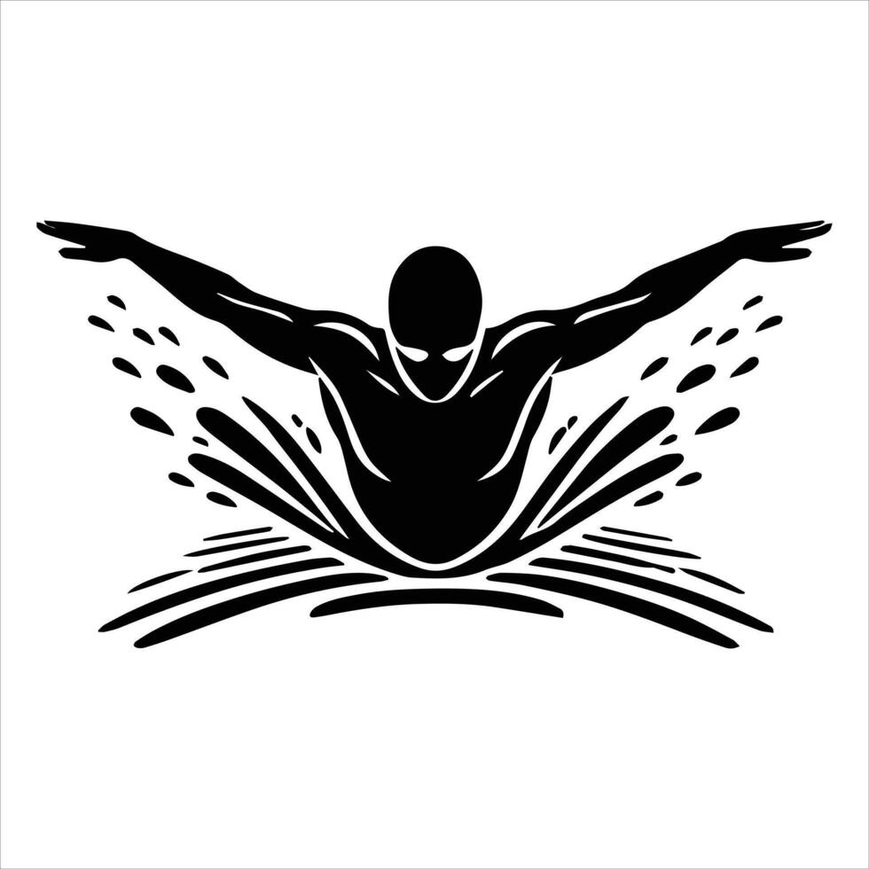 Swimmer Action Illustration in Sports Silhouette Design vector