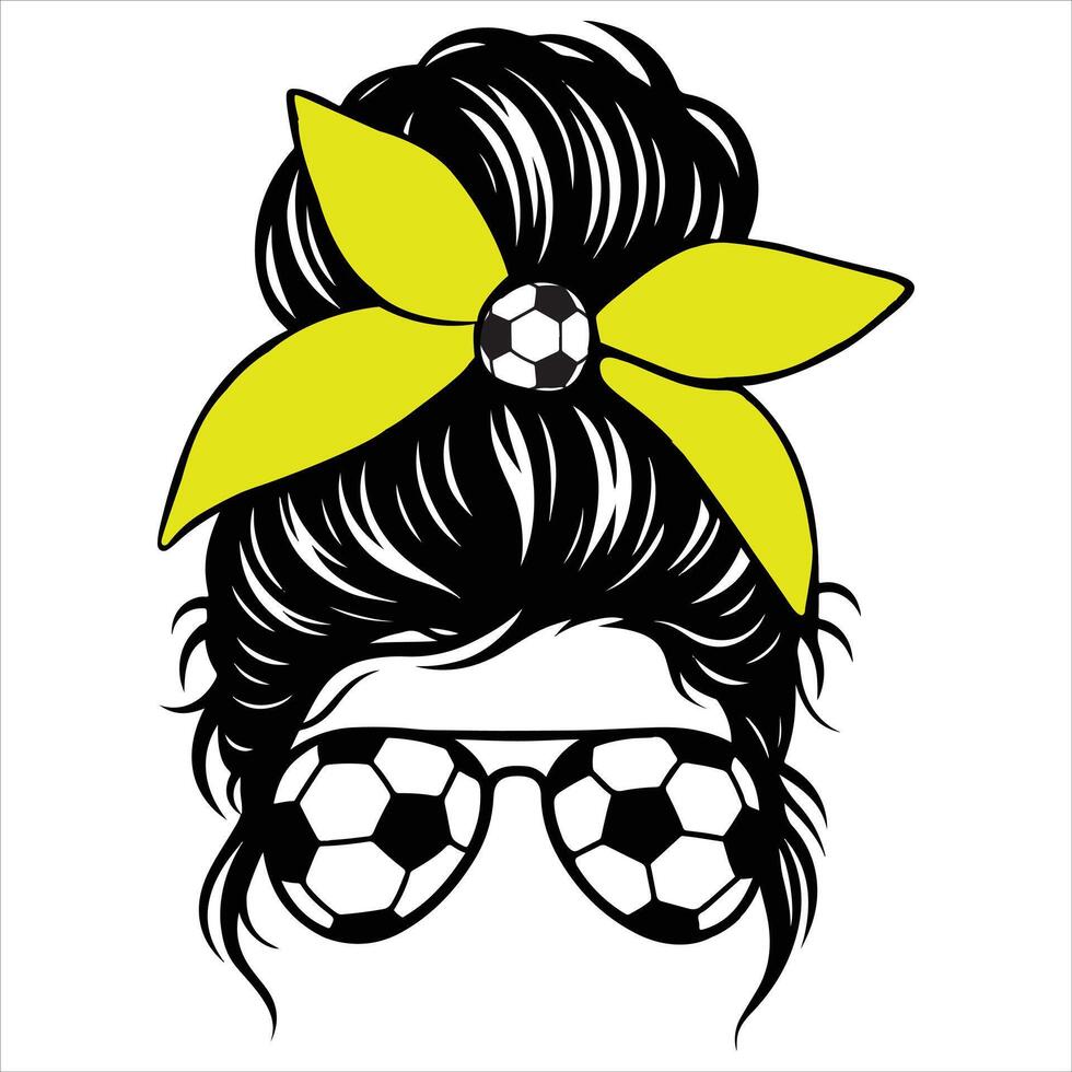 Messy Bun Soccer Mom Clipart Featuring Hair Wrap for Creative Sublimation Projects vector