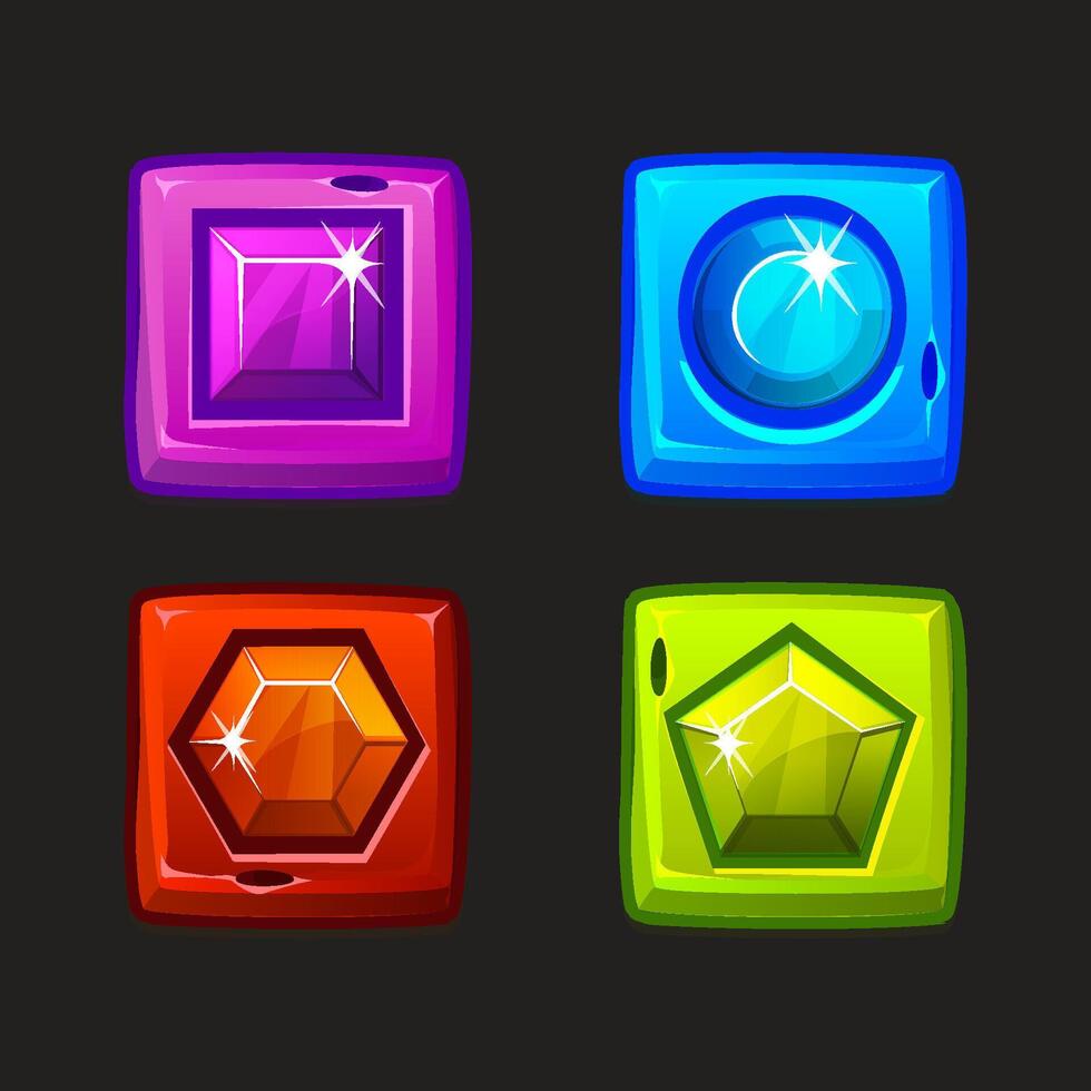 Game gems, magic jewels royal precious gems Fantasy cartoon icon for game development Match3, 2D games or more... vector