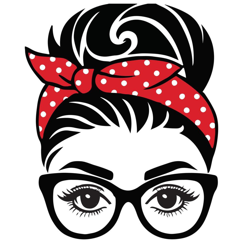 Mom with Messy Bun and Hairband Clipart vector