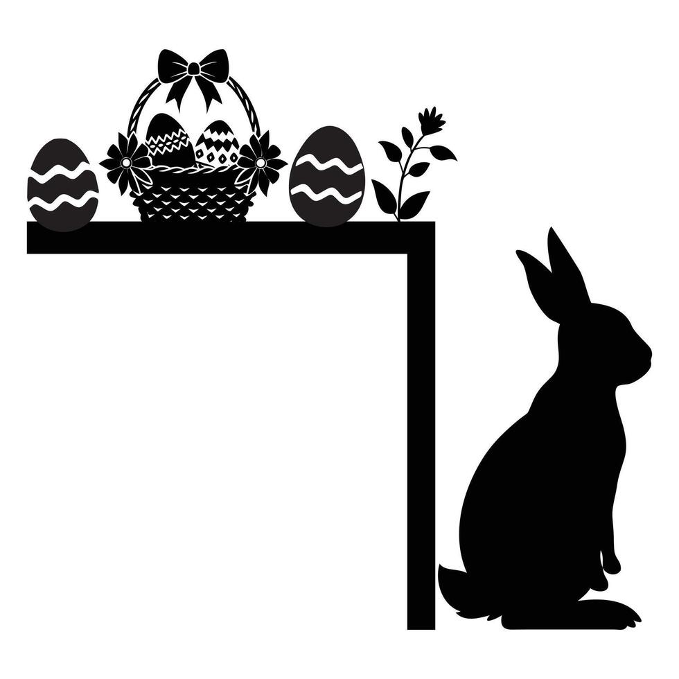 Easter-Themed Bunny Silhouette Design for Door Corners vector