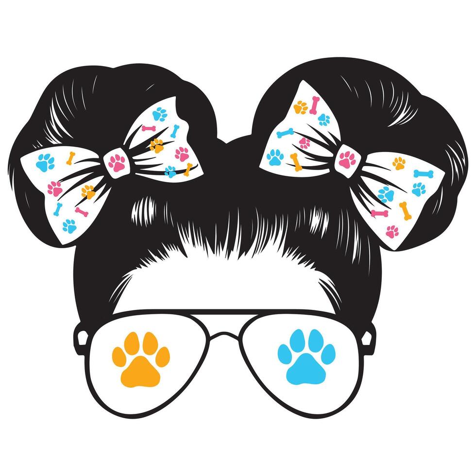 Stylish Messy Bun Design for Proud Dog Moms vector