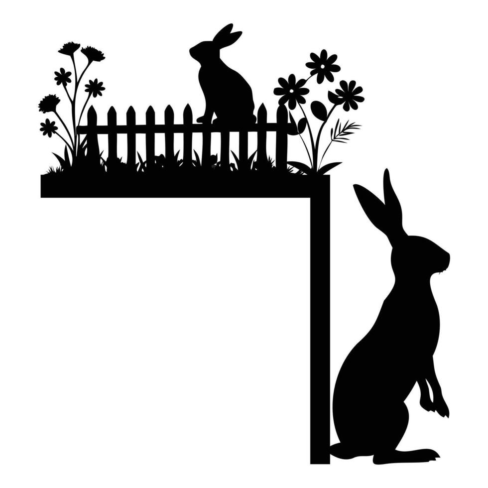 Easter Door Corner Accent Featuring a Bunny Silhouette vector