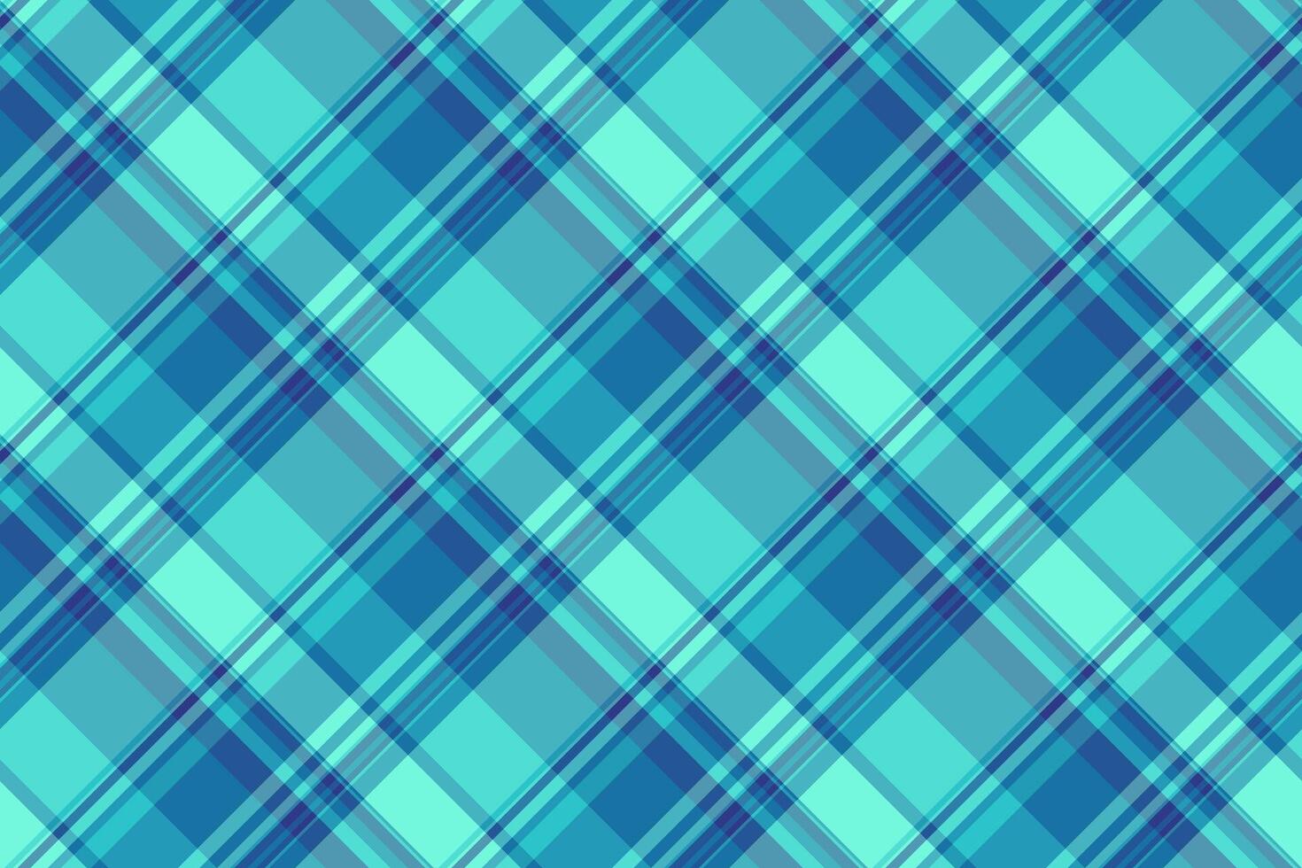 Customized fabric textile pattern, messy seamless background plaid. Classy tartan texture check in cyan and teal colors. vector