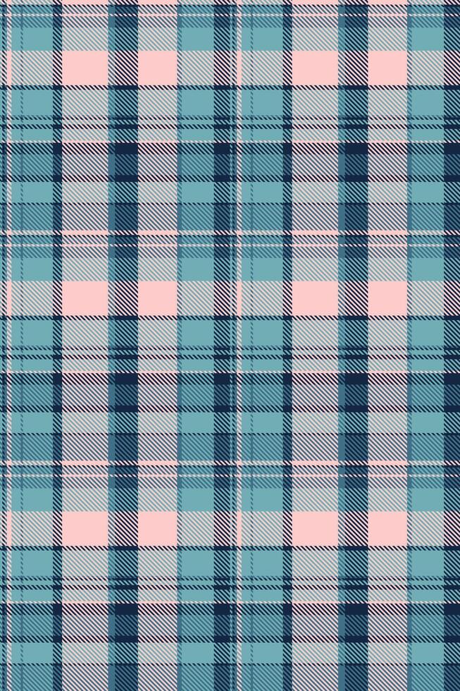 Book texture textile plaid, popular check pattern tartan. Infinity seamless background fabric in cyan and light colors. vector