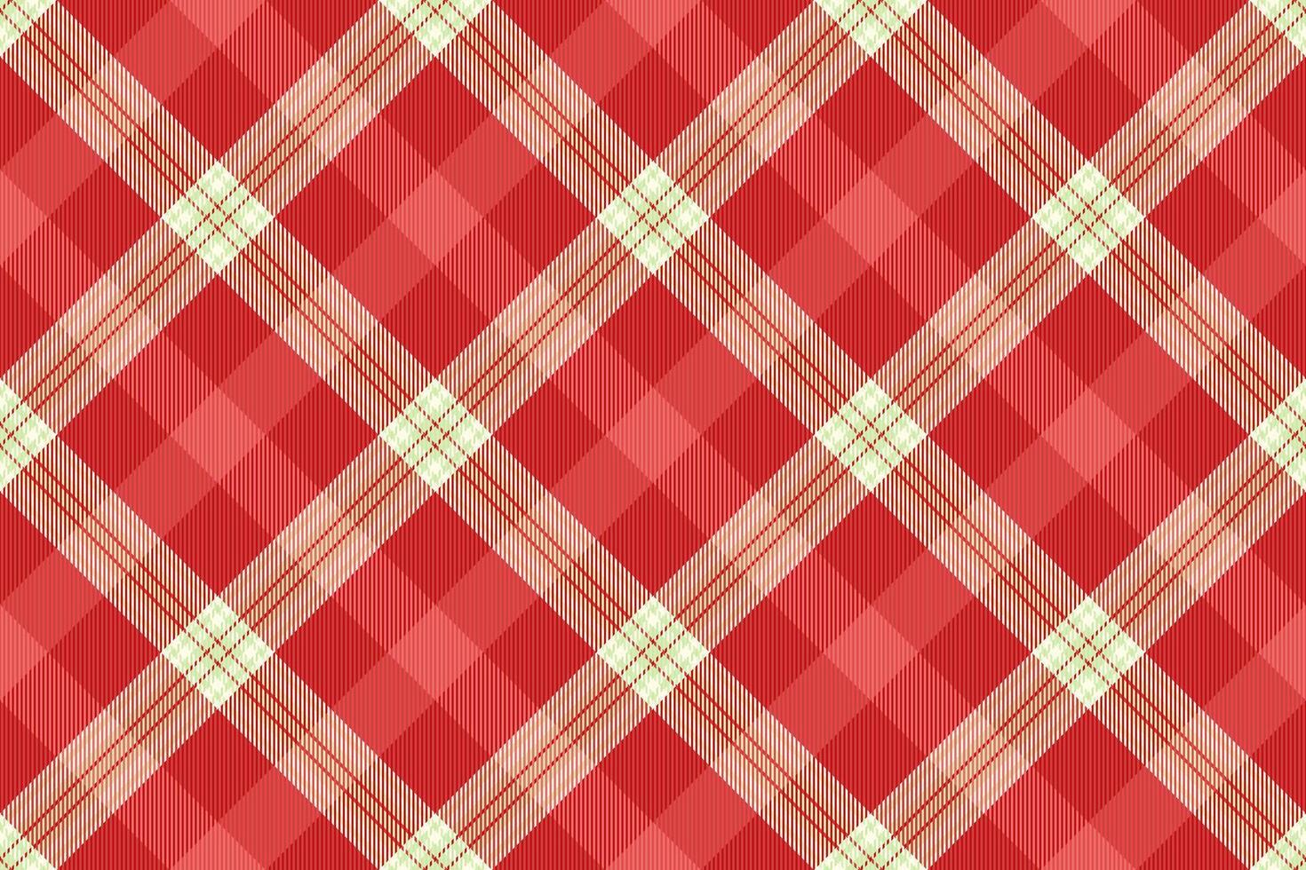 Vibrant red and cream diagonal plaid pattern. Perfect for textile design, website backgrounds, or seasonal projects. This classic check design evokes feelings of warmth and tradition. vector