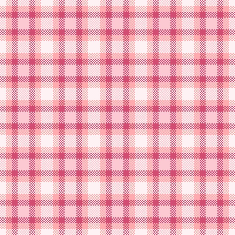 Delicate pink plaid pattern. Pixelated design perfect for backgrounds, textiles, or digital art. Evokes a soft, classic, and comforting aesthetic. vector