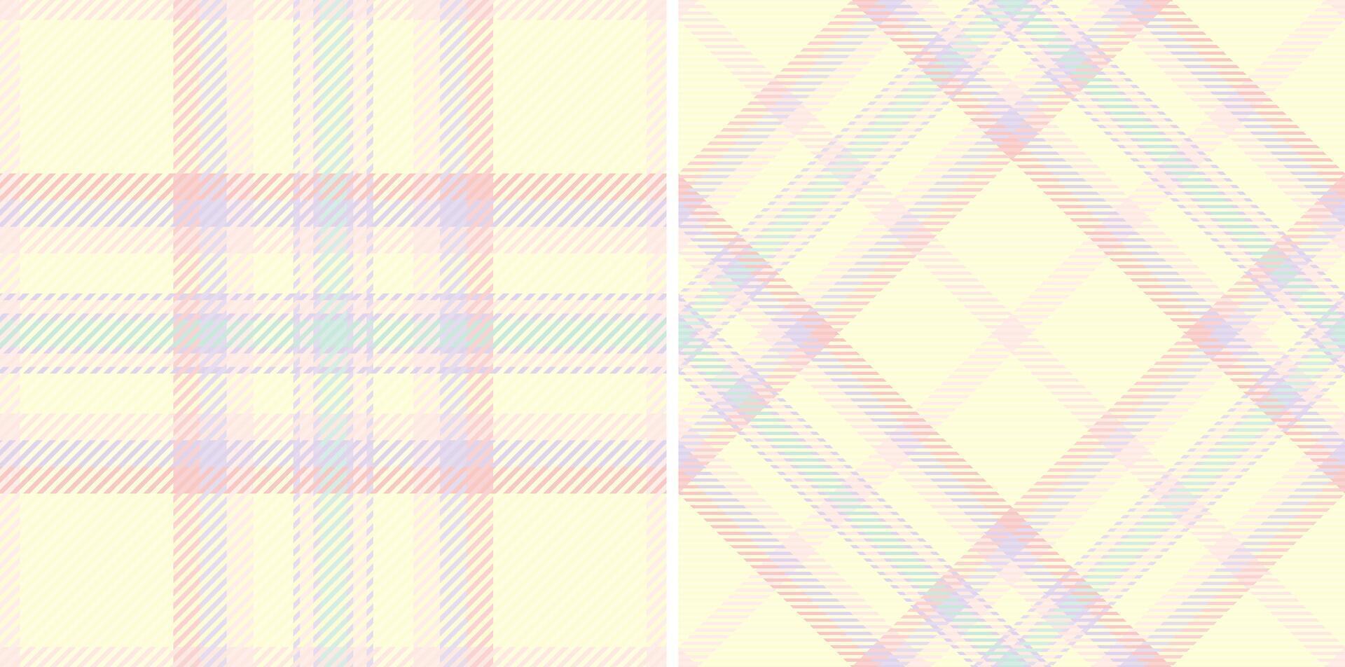 Pastel plaid patterns, perfect for textile design, fashion, and stationery. Two variations of delicate, soft color plaid offer versatility for various projects. vector