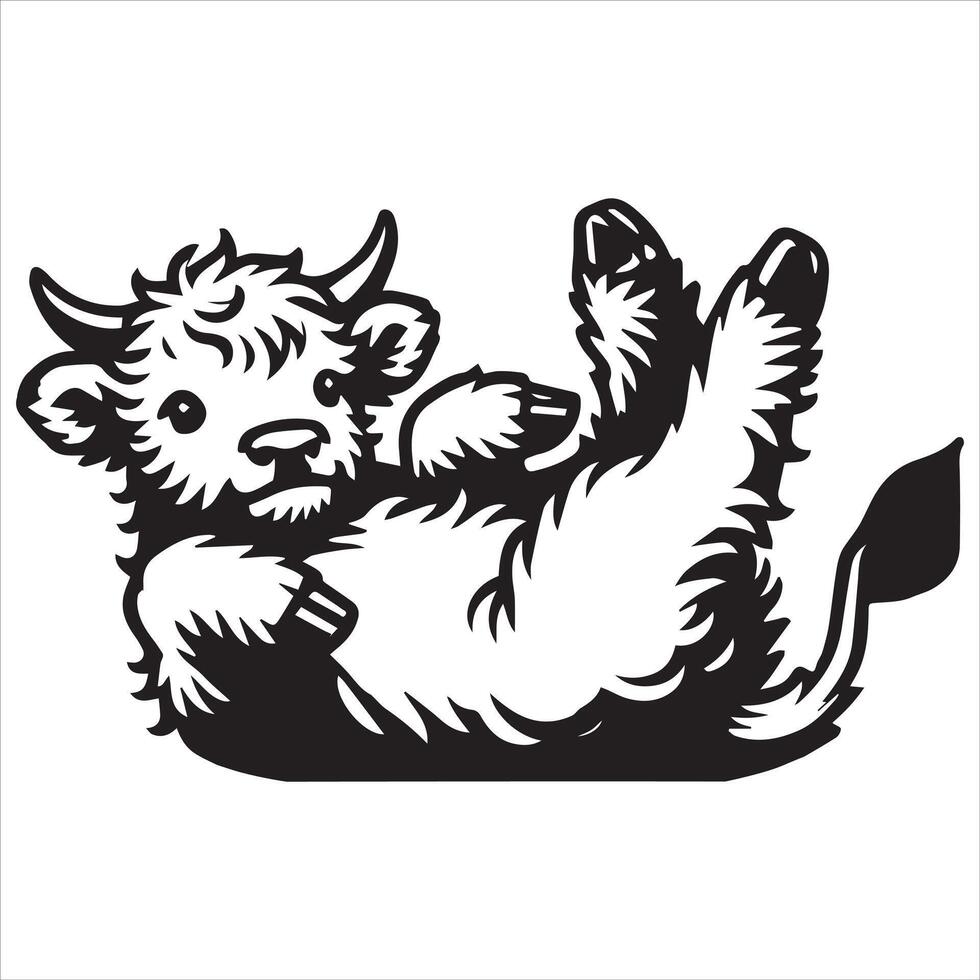 Cartoon baby highland cow with flower crown vector
