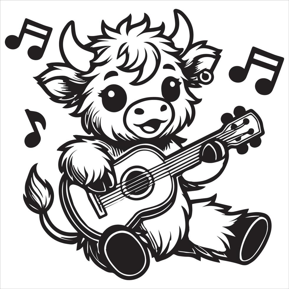 Rustic baby cow highland design for mugs vector