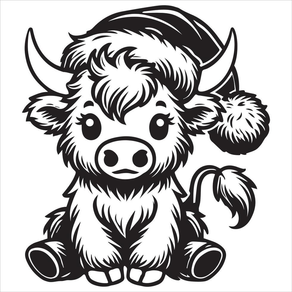 Fluffy Baby Cow Highland Cattle vector