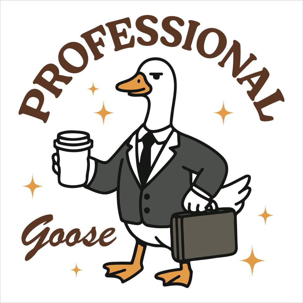 professional goose - Trendy Cute Silly Goose, Funny Silly Goose Illustration, Silly Goose Animal T Shirt Design Sublimation vector