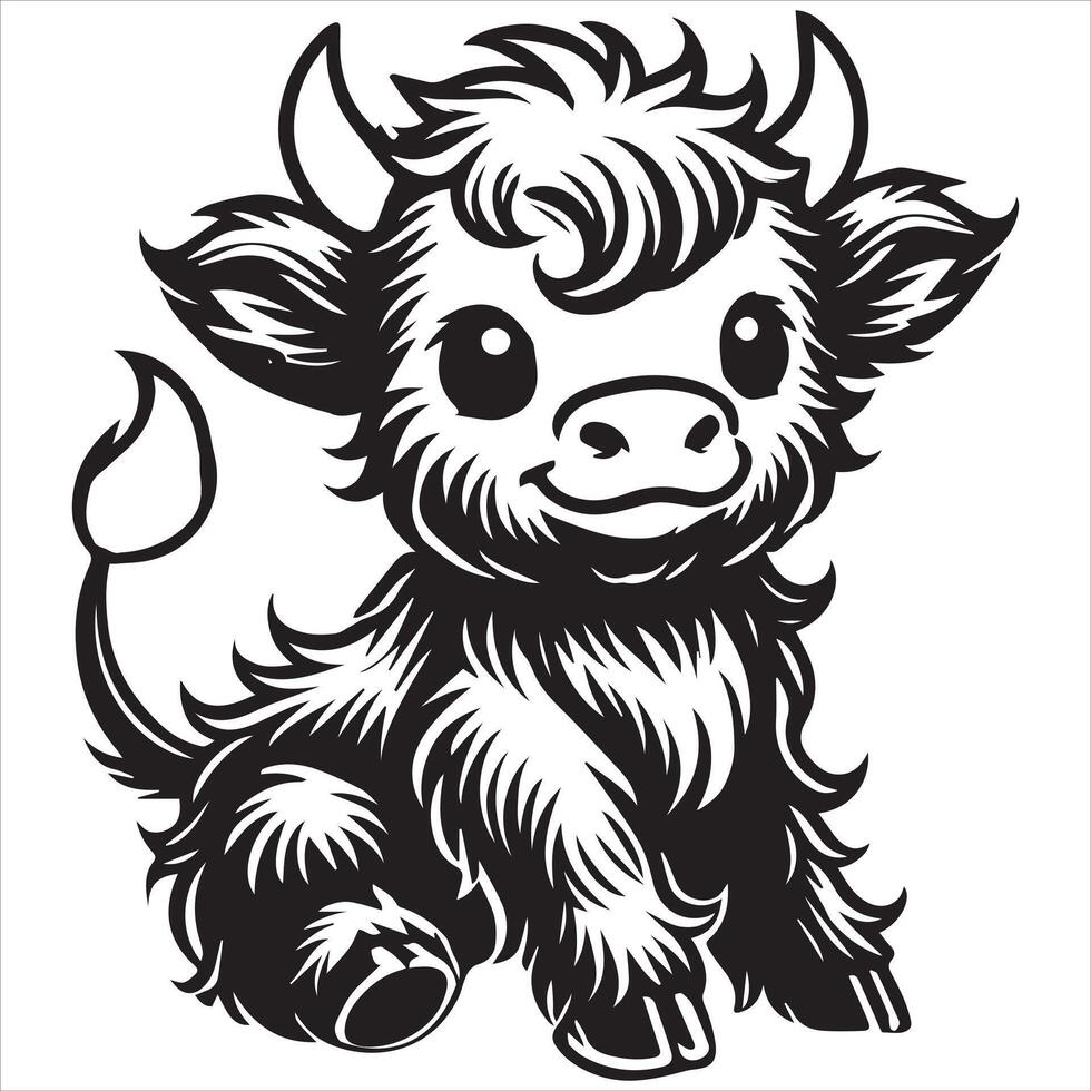 Baby highland cattle sublimation for baby gifts vector