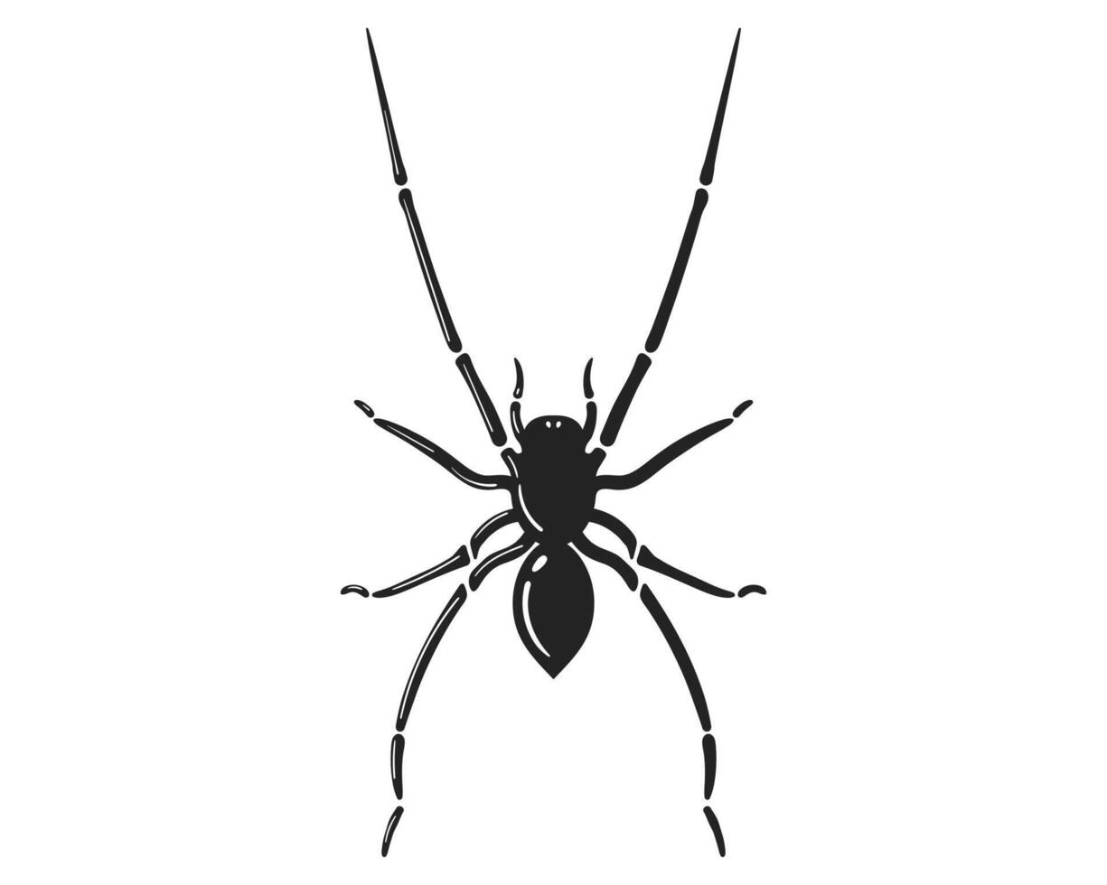 Striking spider illustration in black, isolated on white. Great for Halloween, nature themes, or as a design element. style. Minimalist, adaptable. vector