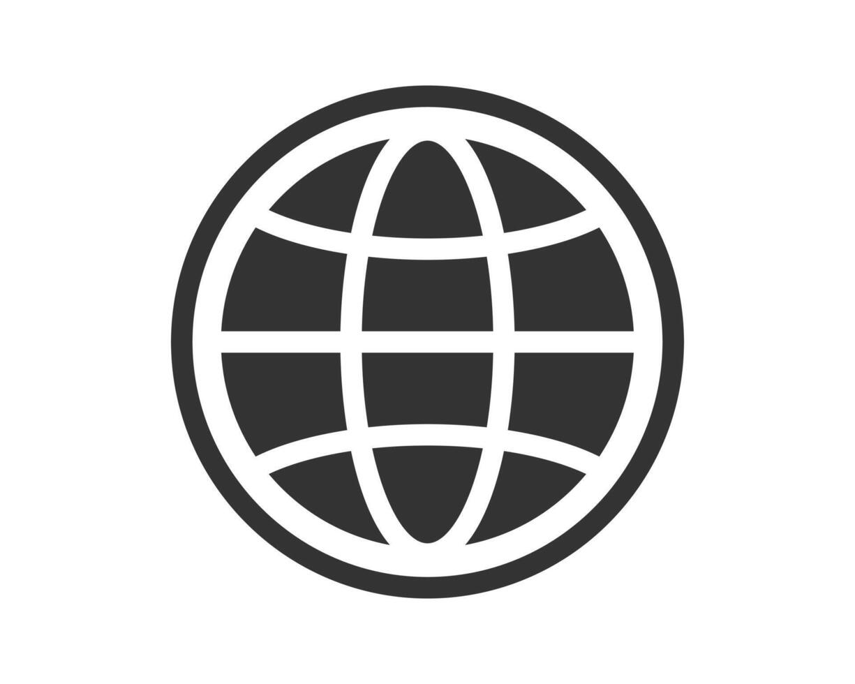 Clean, minimalist globe icon. Represents global reach, connectivity, or international business. Ideal for websites, apps, and presentations on global topics. vector
