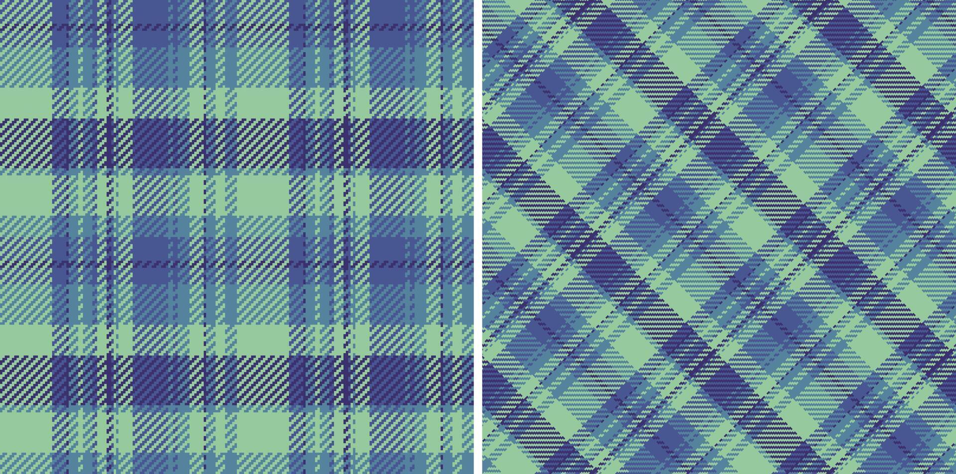 tartan seamless of check textile background with a texture fabric plaid pattern. Set in sea colors for greeting card designs. vector