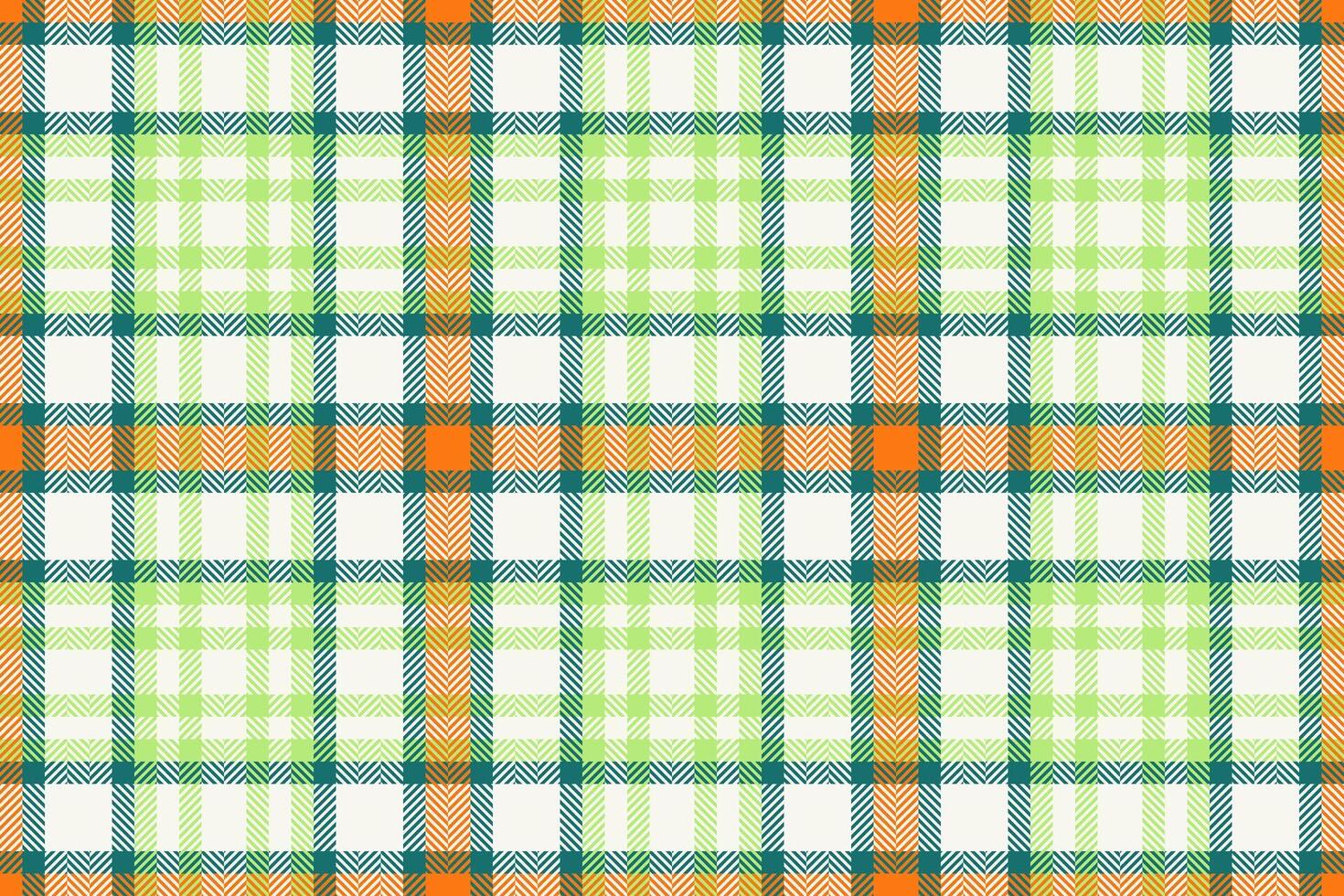 Vibrant plaid pattern in lime green, orange, and teal on a cream background. Perfect for textile design, website backgrounds, or crafting projects. vector