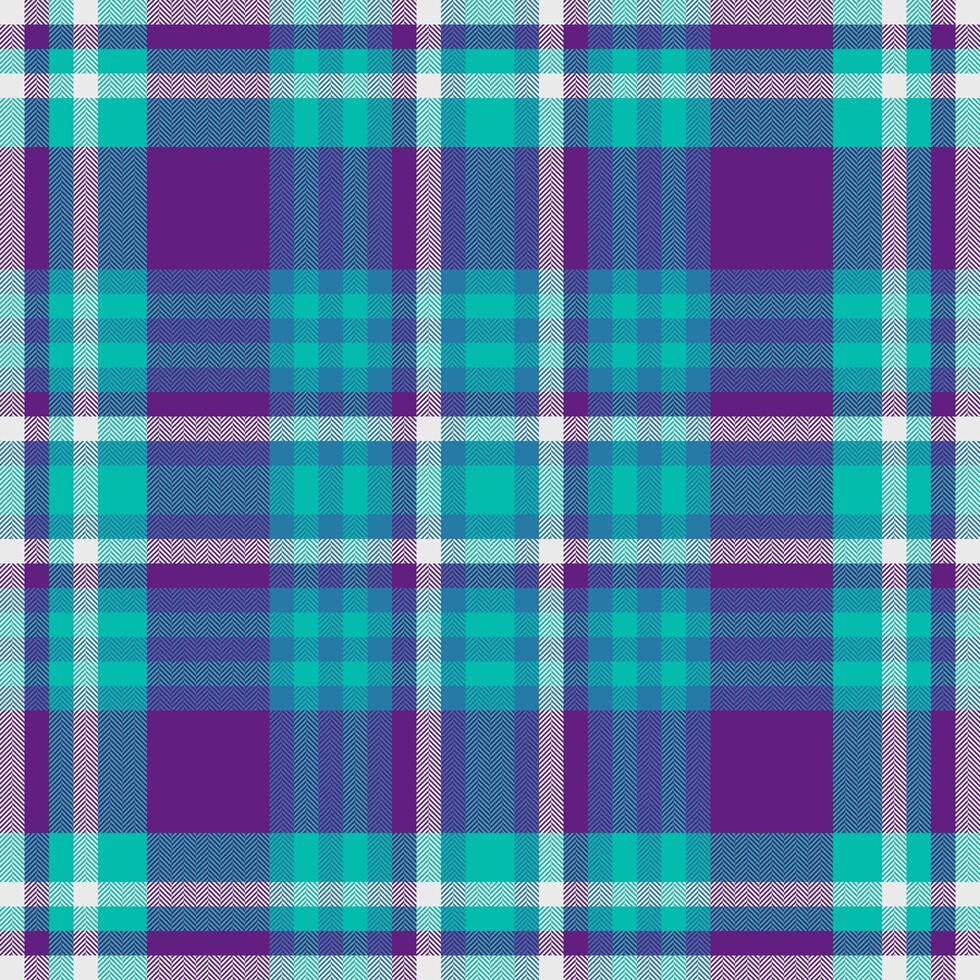 Vibrant teal and purple plaid pattern. Perfect for textile designs, website backgrounds, or fashion projects. vector