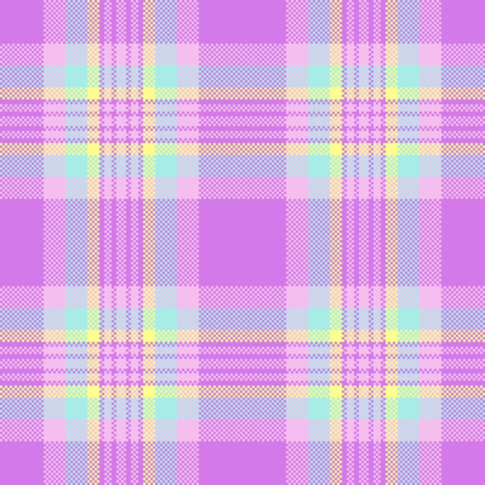 Delightful pastel plaid pattern in soft purple, pink, light blue, and yellow hues. Ideal for textile design, fashion, branding, or website backgrounds. vector