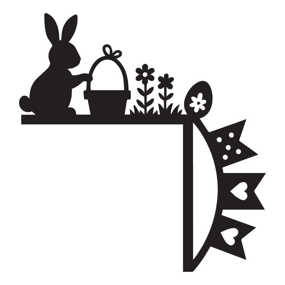 Bunny Door Corner Illustration Perfect for Easter Home Decor vector