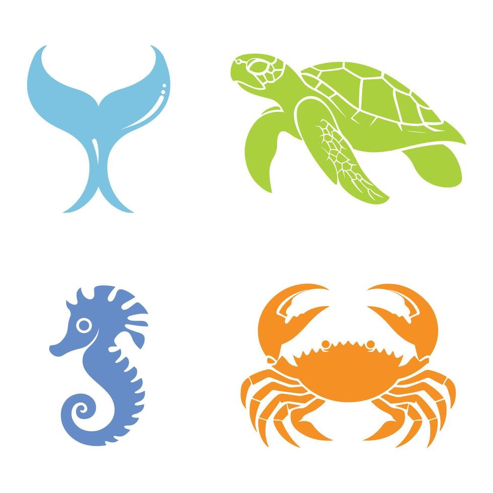 collection of Sea Creatures illustration, Sea Fish Design sublimation, Marine Life vector
