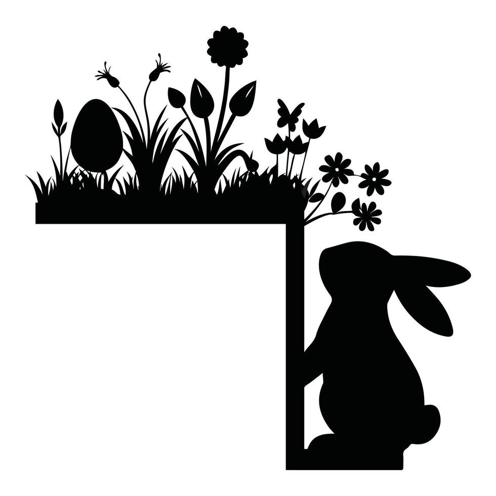 Elegant Bunny Silhouette for Easter Door Corner Display vector