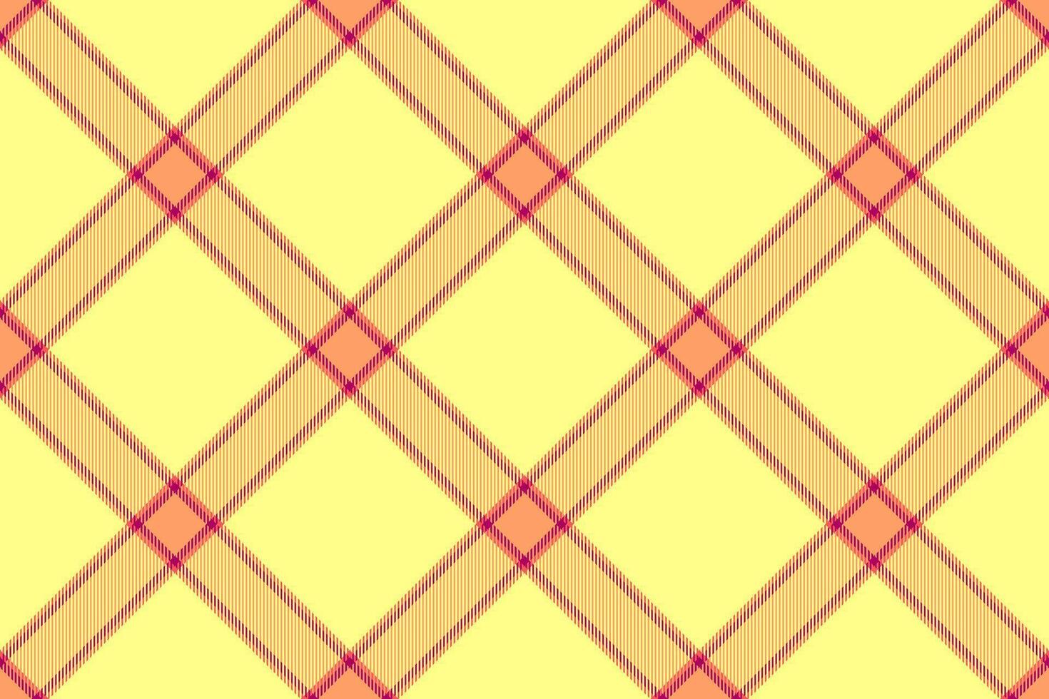 Vibrant diagonal plaid pattern in sunny yellow and coral hues. Perfect for textile design, website backgrounds, or crafting projects. vector