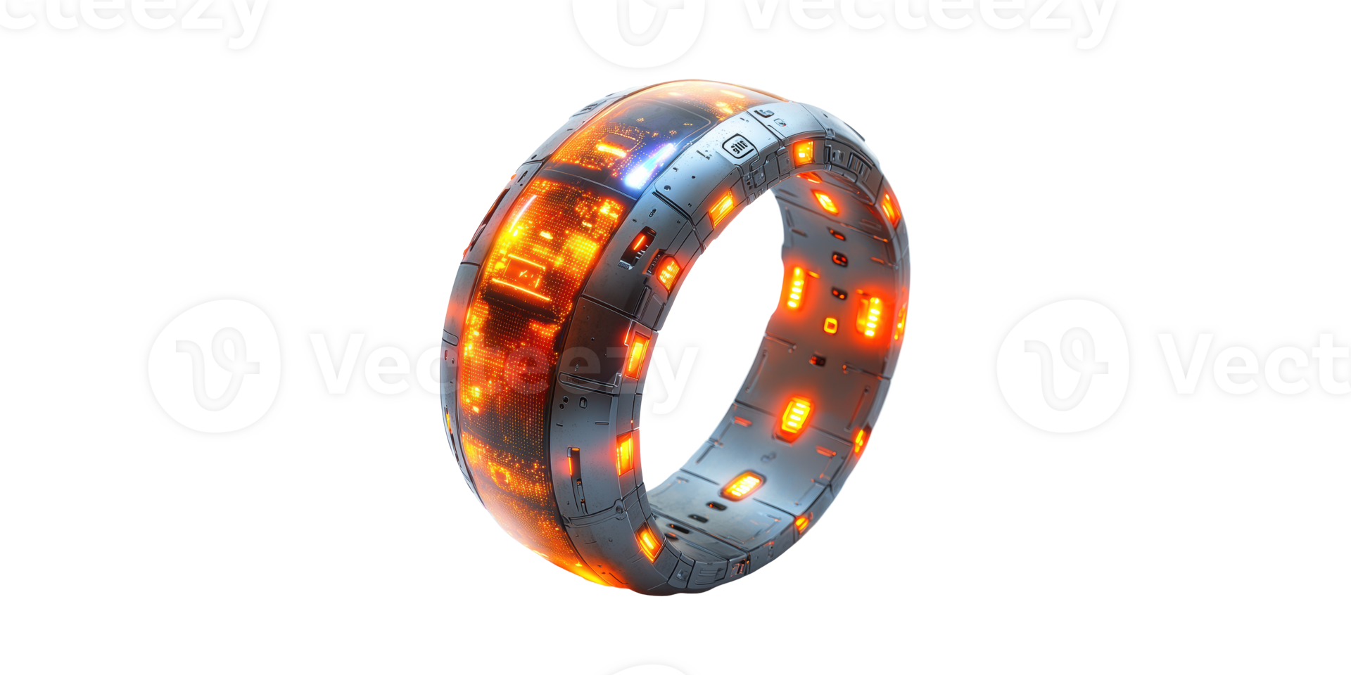Futuristic Glowing Tech Ring. Advanced Technology And Digital Innovation Concept Isolated On Transparent Background png