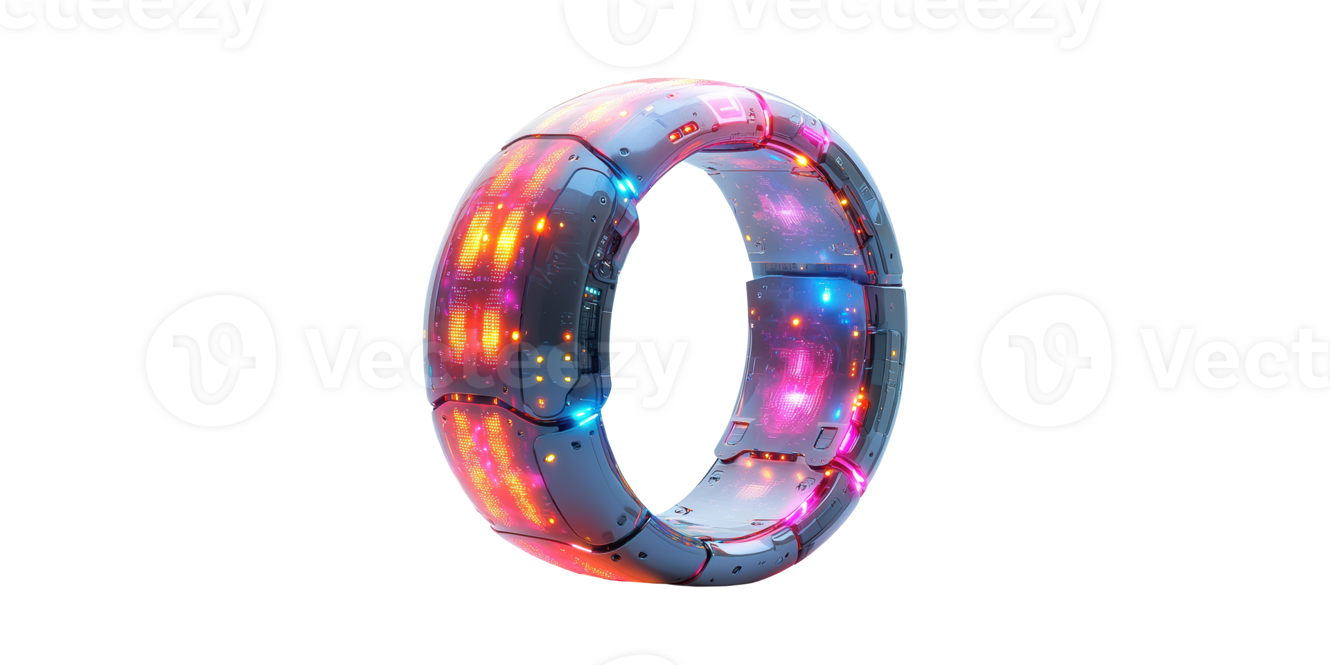 Futuristic Neon-Illuminated Ring Device. Advanced Technology And Digital Innovation Concept Isolated On Transparent Background png