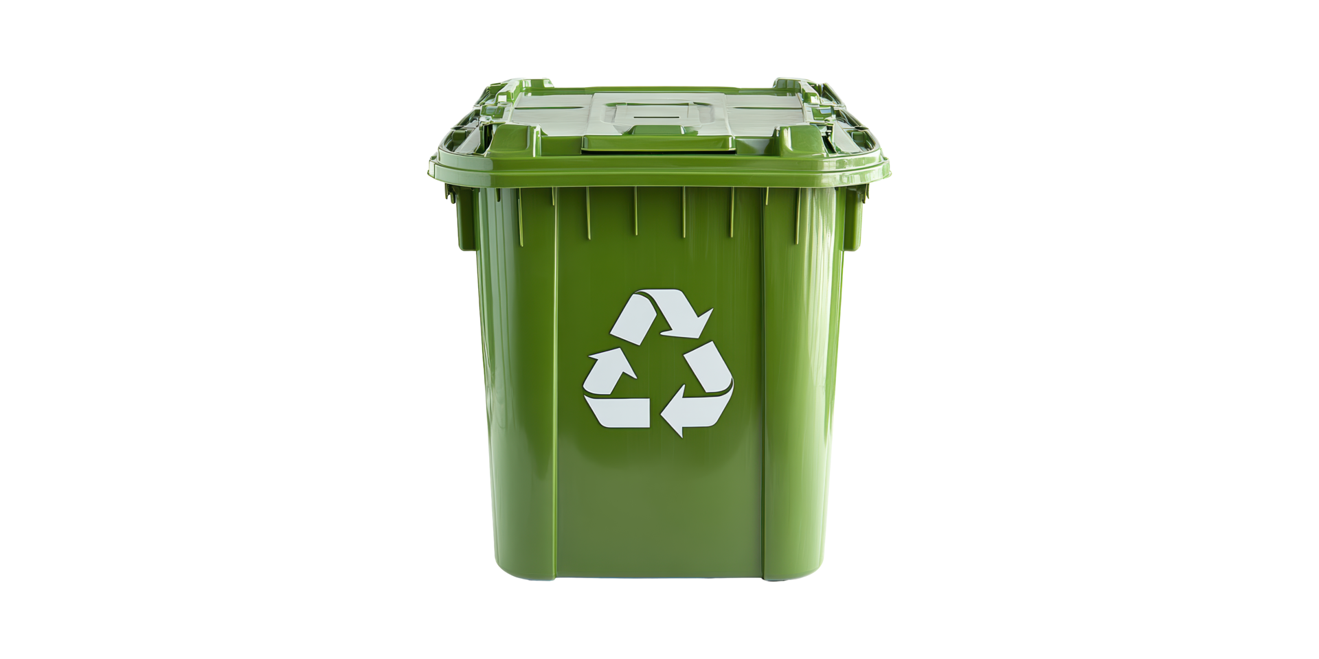 Green Recycling Bin With Lid And Symbol. Promoting Environmental Sustainability And Waste Management Isolated On Transparent Background png