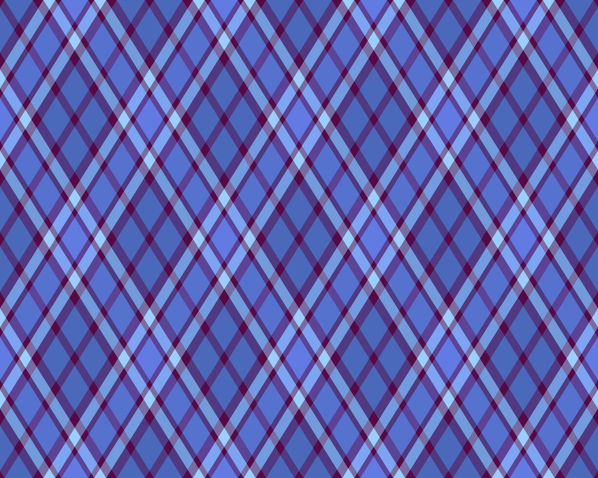 Elegant diagonal plaid pattern in shades of blue and purple. Perfect for textile design, website backgrounds, or fashion projects. vector